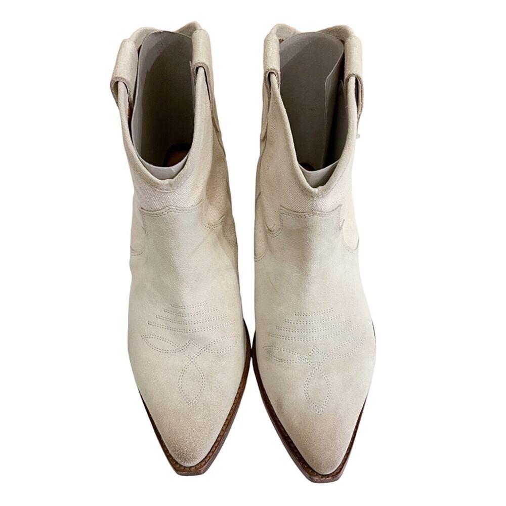 Isabel Marant Demar Mix Canvas Ecru Short Western Point Toe Boots Size 38 - Picture 4 of 16